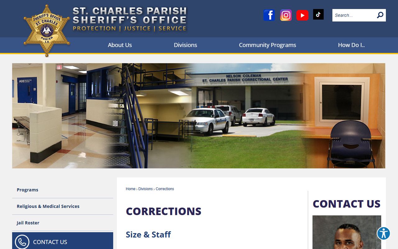 St. Charles Parish Sheriff's Office corrections page for Nelson Coleman Correctional Center